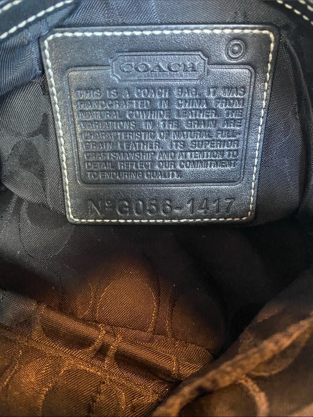 Coach East West 1417 Black Leather Shoulder Bag with Tassel Charm and Zip Pocket